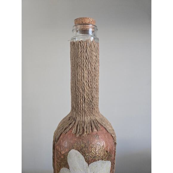 Handmade Papier Mache Applique Collage Decorative Bottle - Picture 9 of 9